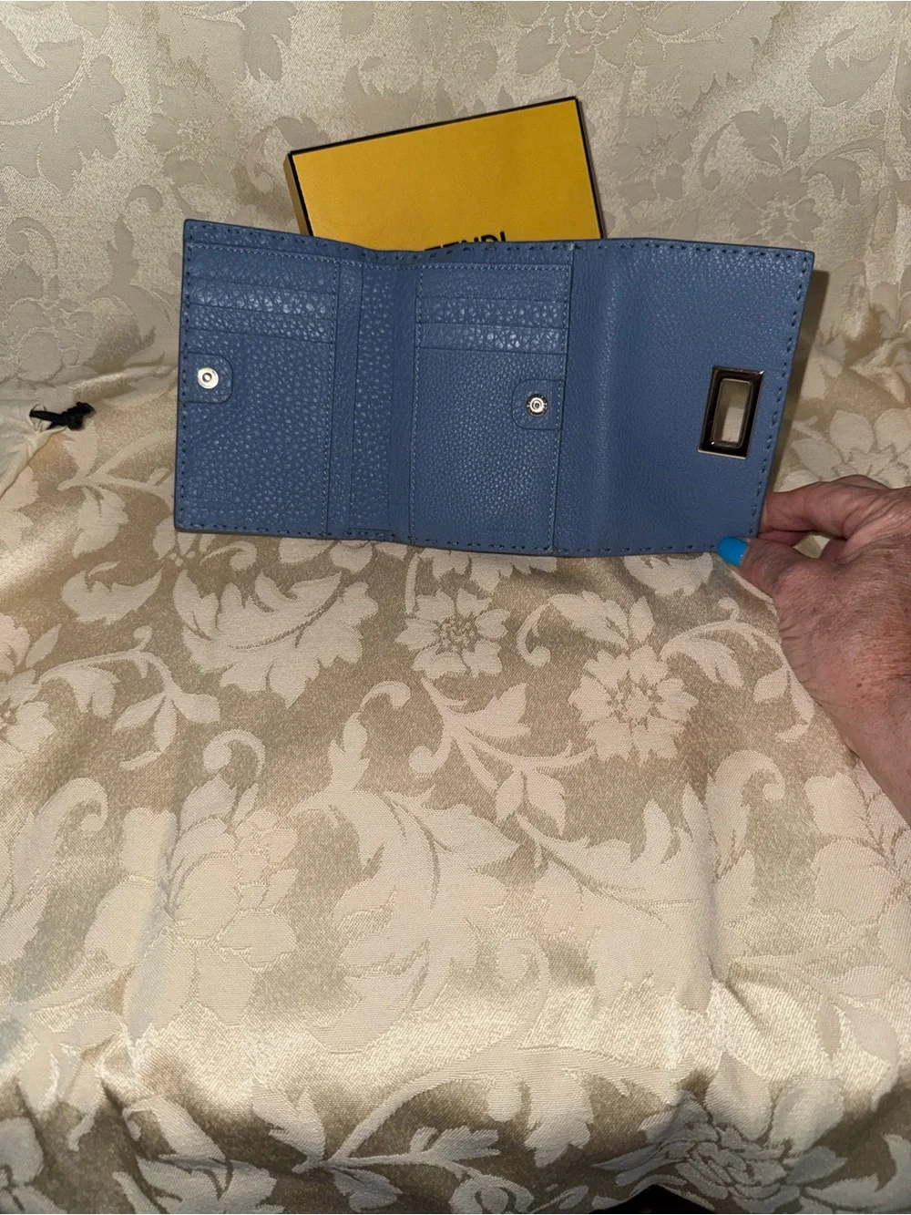 Fendi Blue Selleria Leather wallet - authenticated.